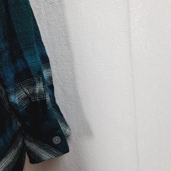 Caffe Marrakesh Women's Teal White Plaid Long Sleeve Button Up Shirt Size M - Picture 10 of 12